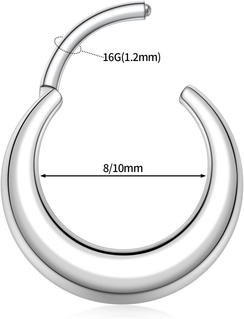 FUNLMO Store 316L Surgical Steel Septum Ring Nose Ring Hoop Hypoallergenic Daith Cartilage Conch Tragus Rook Earlobe Piercing Jewerly for Women Men - Image 2